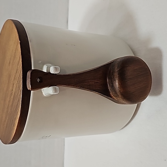 Hearth & Hand with magnolia stoneware wood coffee tea canister spoon counter - Picture 5 of 12